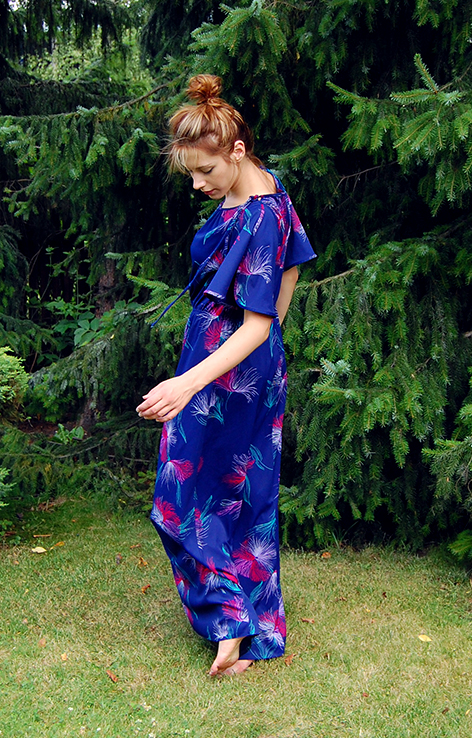 Maxi kwiatowa sukienka lata 70.