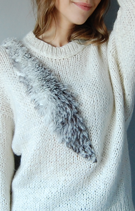 Sweter ze sztucznym futerkiem