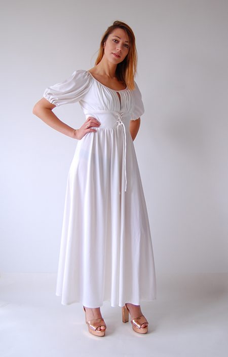 Maxi kremowa sukienka lata 70.