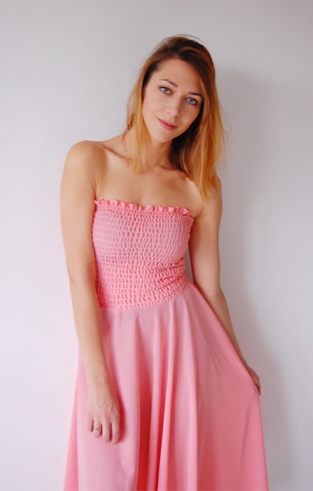 Sukienka z elastyczną górą lata 80.