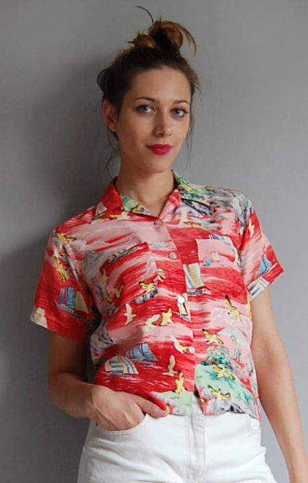 Bluzka egzotyczny wzór "hawajska koszula"