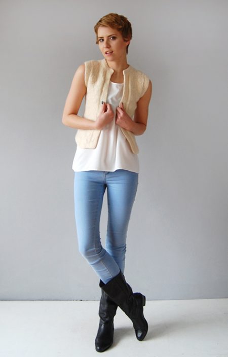 Wełniana kremowa kamizelka