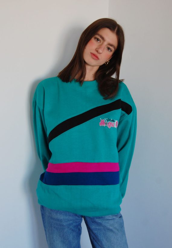 Zielono-różowa bluza lat 90. Orlando Magic